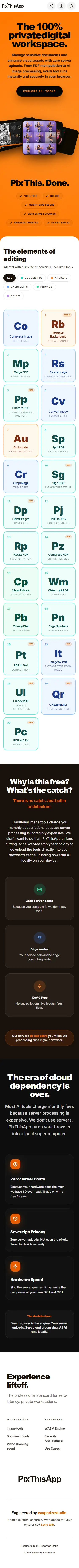 PixThisApp: Sovereign Browser Workstation — mobile view