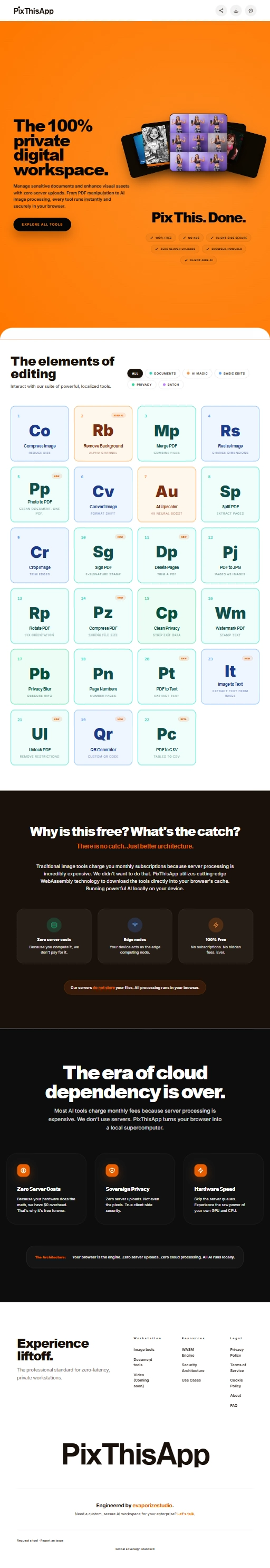 PixThisApp: Sovereign Browser Workstation — desktop view