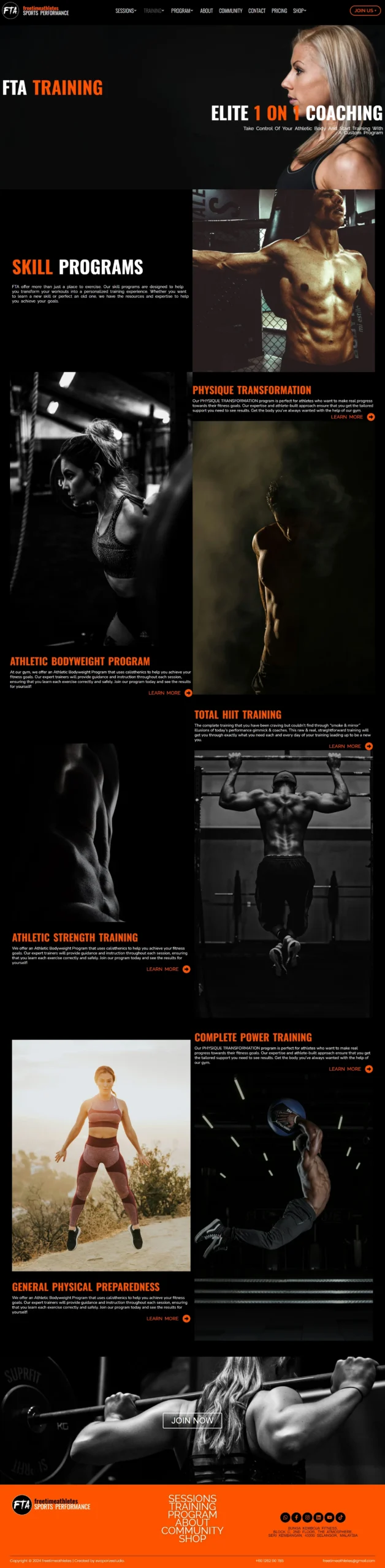 Free Time Athletes — mobile view